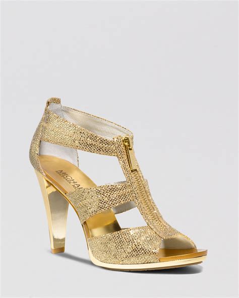 michael by michael kors shoes gold leaf heel|michael kors boots gold heel.